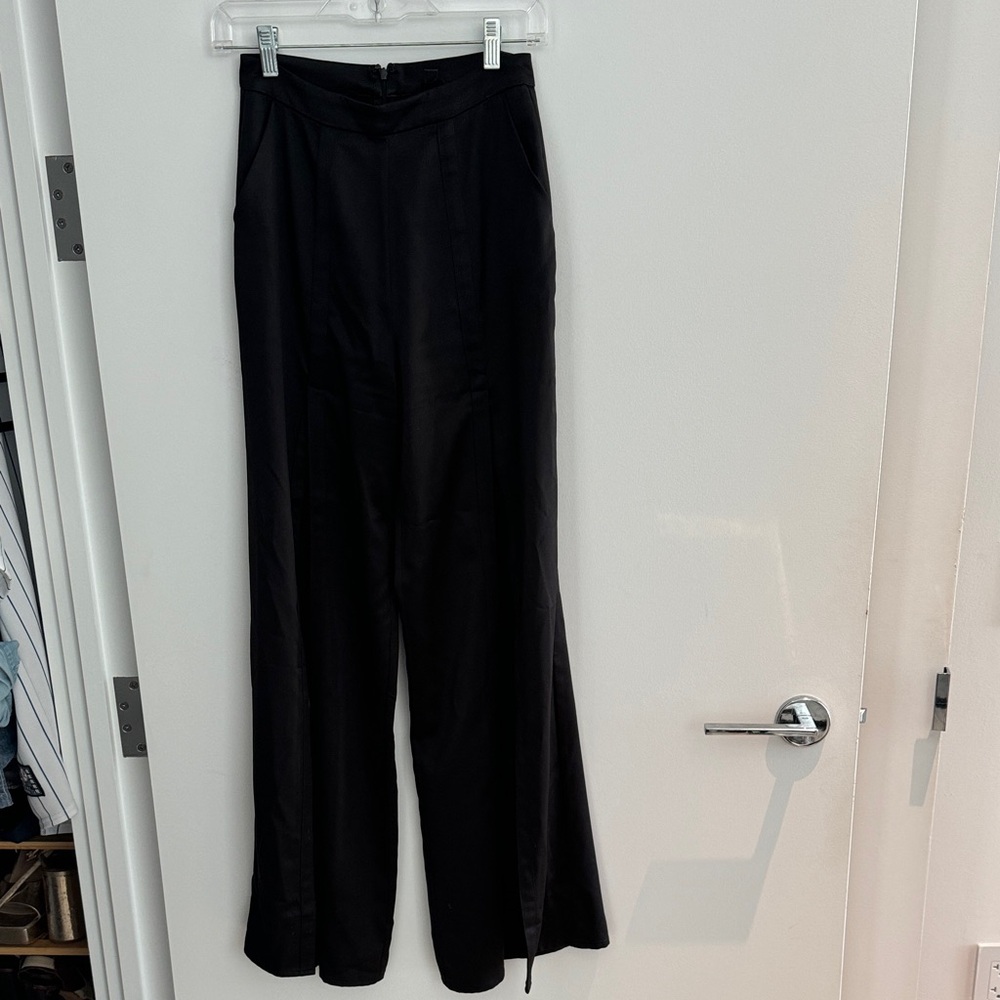 NBD Wide Leg Satin Trousers with Slits